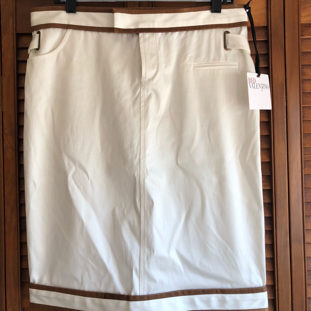 Valentino Leather Trimmed Skirt